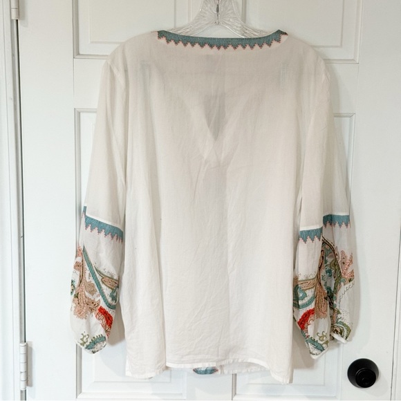 Chicos Boho embroidered beaded peasant blouse size 3 - Picture 8 of 11